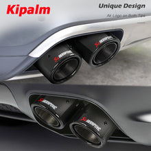 Load image into Gallery viewer, 1PC3.5 inch Universal Curly Edge Dual Outlet Carbon Fiber Exhaust Pipe Akrapovic Tip for BMW AUDI GOLF MAZDA