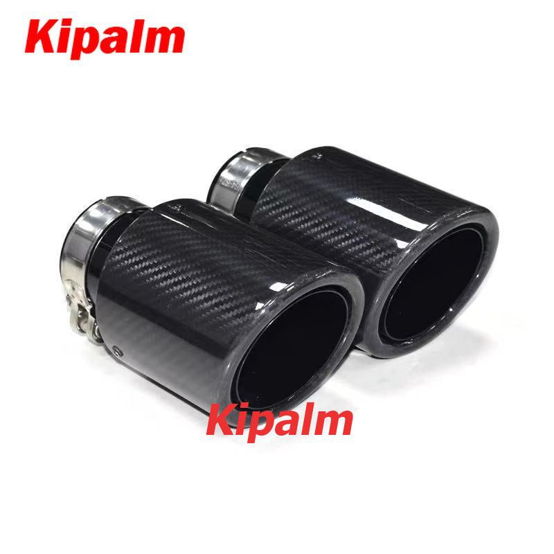 1pcs Universal Curly Edge Twill Weaving Carbon Fiber Glossy Car Exhaust Muffler Stainless Steel Tip for BMW BENZ AUDI Without Logo