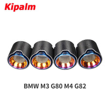 Load image into Gallery viewer, 4PCS Blue BMW M3 M4 G80 G82 G83 M Performance Style Carbon Fibre Exhaust Tips Muffler Pipe