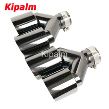 Load image into Gallery viewer, 1 Pair Dual Y Shape Universal Car Exhaust Muffler End Tips Black Stainless Steel Pipe Toyota BMW