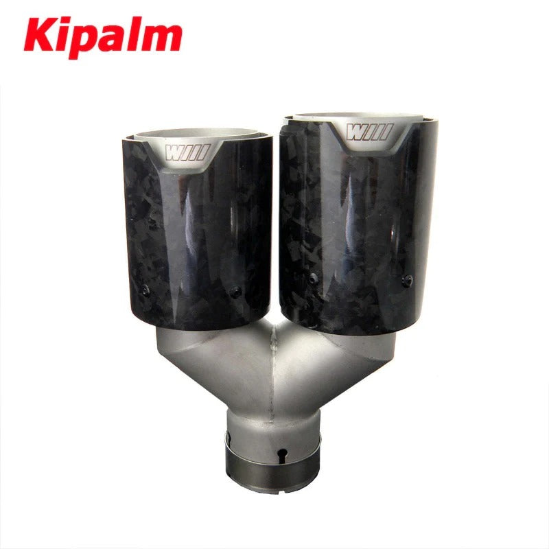 Universal Forged Dual Carbon Fiber BMW M Performance Style Y-Style 304 Stainless Steel Exhaust Muffler Pipe