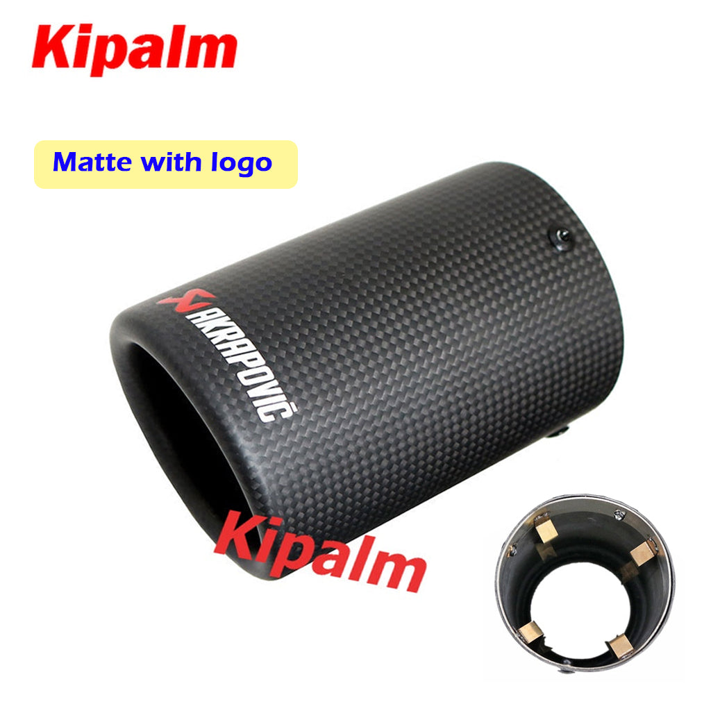 1PC Akrapovic Case Car Universal Pipe Carbon Fiber Cover Exhaust Muffler Pipe Tip Housing with Spring Buckle Clip