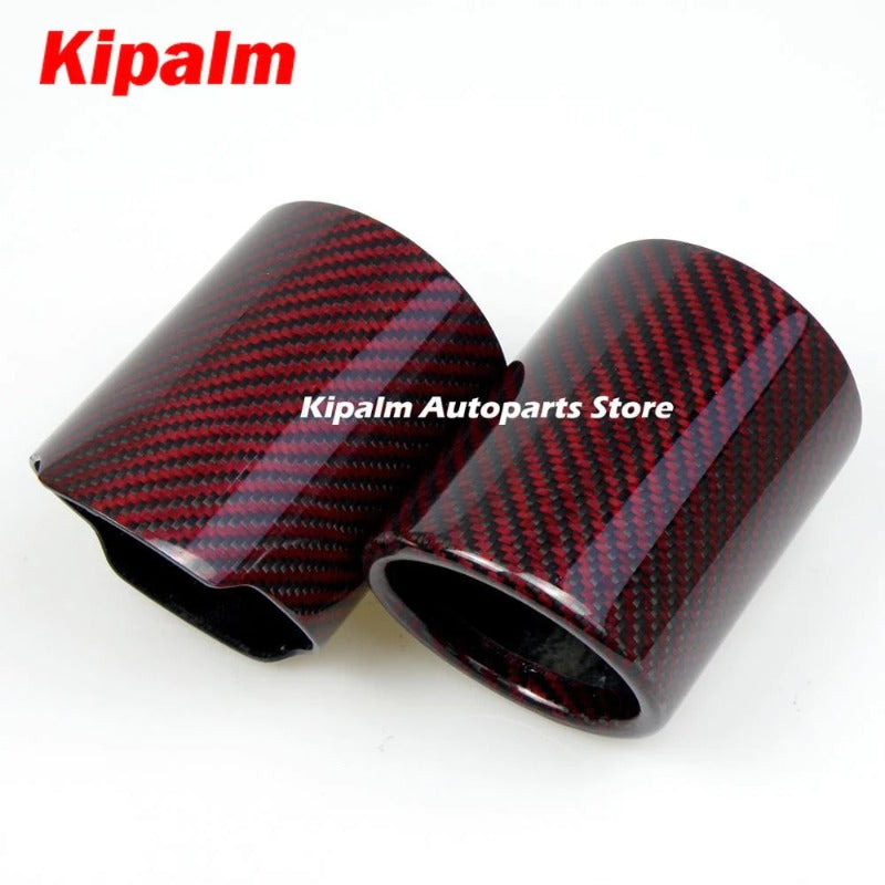 Akrapovic Type Car Universal Exhaust Pipe Red and Twill Carbon Fiber Cover Exhaust Muffler Pipe Tip case Exhaust Tip housing