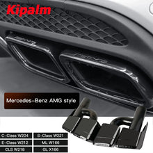 Load image into Gallery viewer, 1Pair H Style Stainless Steel Dual Exhaust Pipe for Benz W212 W204 W221 W218 CLASS E/C/S with AMG Logo