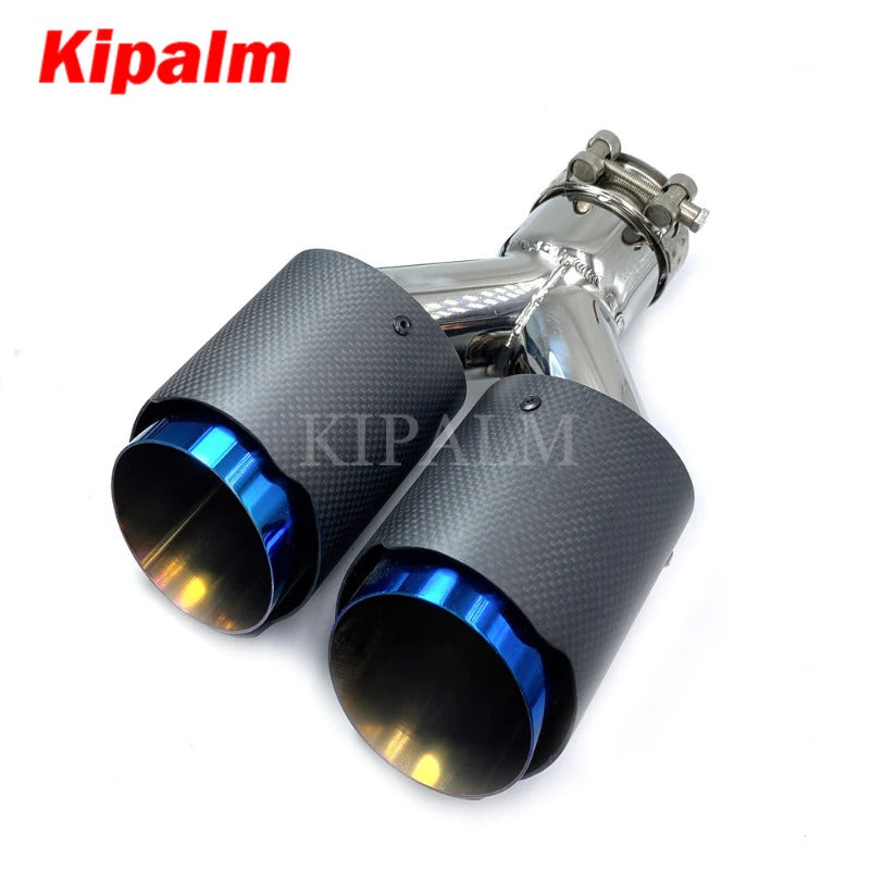 Dual Equal Length Remus Sport Matte Carbon Fiber Exhaust Muffler Tips Glossy Blue Pipe for BMW BENZ