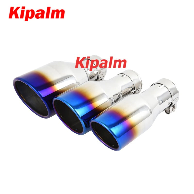 Universal Car Exhaust Pipe Tail Throat Stainless Steel Muffler Tips with Clamp Car Modification Parts Blue Burnt Color