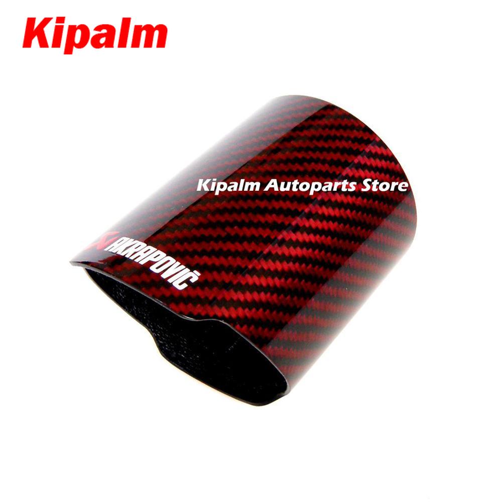 Akrapovic Logo Car Universal Exhaust Pipe Red and Twill Carbon Fiber Cover Exhaust Muffler Pipe Tip case Exhaust Tip housing