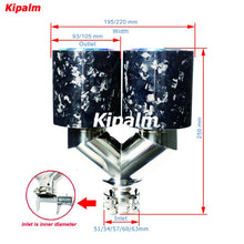 Load image into Gallery viewer, Kipalm Car Muffler Burnt Blue 304 Stainless Steel Y Style Dual Forged Carbon Fiber Exhaust Tip for BMW 430i M4 M5 Ｍ6
