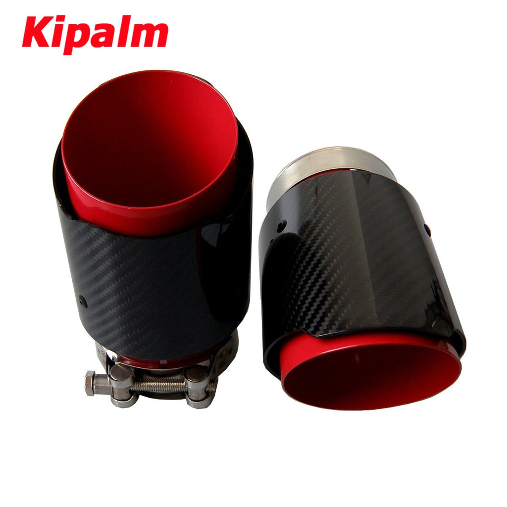 1PC Universal Akrapovic Carbon Fiber Red Coated Car Exhaust Pipe Tailtip Muffler tip Toyota CRV Without Logo
