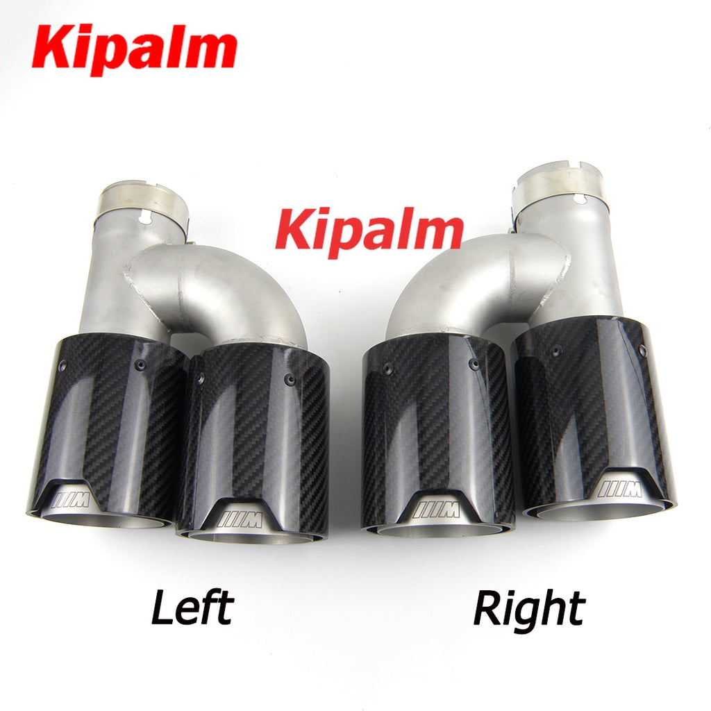 Kipalm h Style Dual Carbon Fiber Sanding Polished Stainless Steel  M performance Exhaust Tips End Pipes Matte Muffler tips fit for Modified BMW