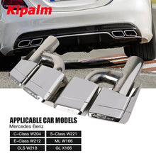 Load image into Gallery viewer, 1Pair H Style Stainless Steel Dual Exhaust Pipe for Benz W212 W204 W221 W218 CLASS E/C/S with AMG Logo