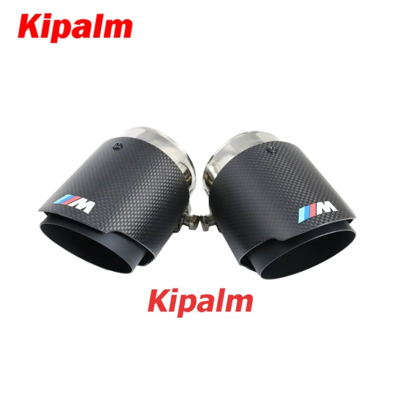 BMW M2 M3 M4 M5 M6 F87 F80 F82 F10 F12 Matte Carbon Fiber M Performance Exhaust Tips with Black Stainless Steel 4pcs