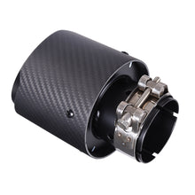 Load image into Gallery viewer, CARMON Twill Weave Matte Carbon Fiber Exhaust Pipe with black Stainless Steel Straight Edge Muffler Tip Tailpipe
