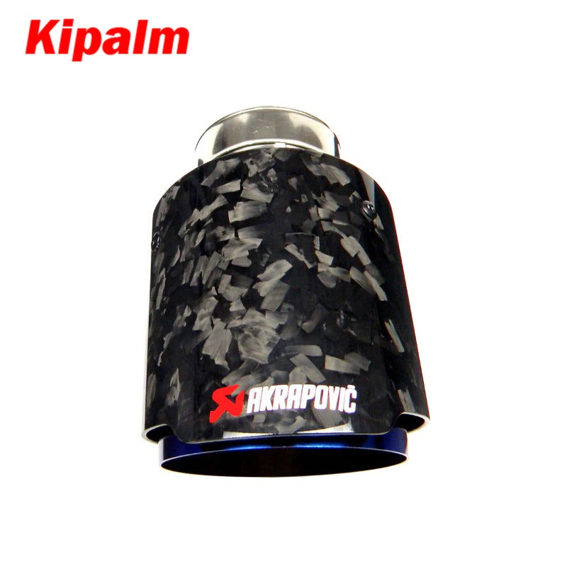 Kipalm Forged Carbon Fiber Car Exhaust Pipe Muffler Tip with Blue Burnt Stainless Steel CRV HRV JAZ VIOS WIth Logo