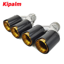 Load image into Gallery viewer, M Performance Y Style Dual Carbon Fiber Gold Stainless Steel Exhaust Pipe End Pipes Muffler Tips for BMW Series