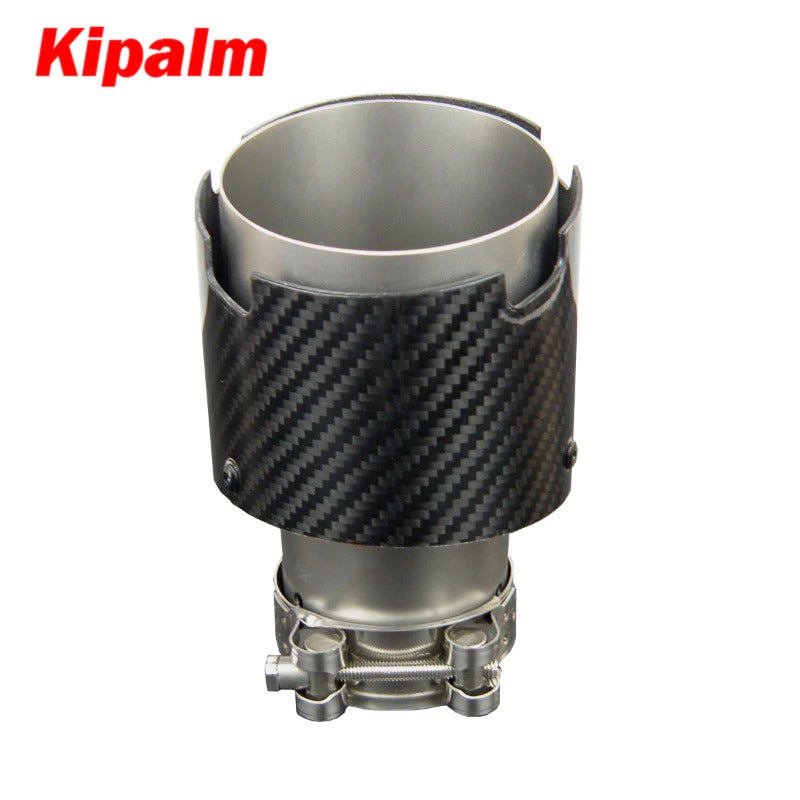 Kipalm Straight Edge Sand Blasting Stainless Steel Four Slots Carbon Fiber Exhaust Tip Muffler for BENZ BMW AUDI