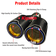 Load image into Gallery viewer, M Performance Style Dual Glossy Carbon Fiber Exhaust Muffler Tips with M logo
