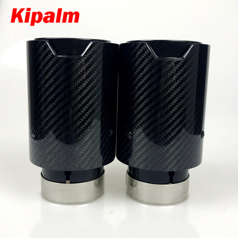 1pcs Universal M LOGO Carbon Fiber Exhaust tips For BMW Performance exhaust pipe Exhaust tips Glossy
