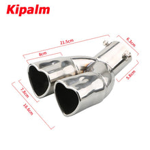 Load image into Gallery viewer, 1PC Universal Dual Exhaust Pipe Muffler Bolt-On Heart Shape Straight Edge Stainless Steel Outlet Nozzle