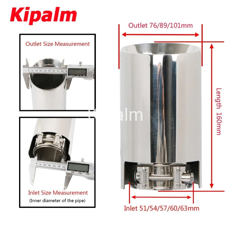 Customized Logo Stainless Steel Exhaust Muffler Car Mirror Polished Exhaust Tip