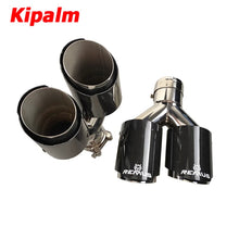 Load image into Gallery viewer, 1Pair Y Style Dual Universal Auto Exhaust Muffler Tips Carbon Fiber End Pipe for Buick Corolla Ford Golf with Remus Logo