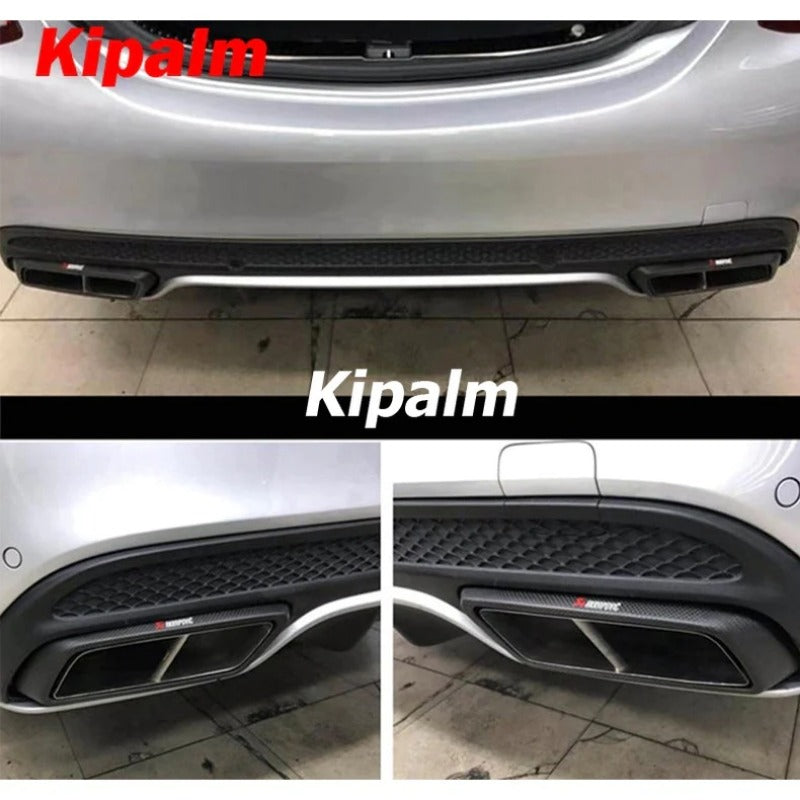 1 Pair Real Carbon Fiber Exhaust Tips for Mercedes Benz C-class W205 S205 Modify to AMG C63 E63 C-class 2015-2018