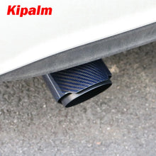 Load image into Gallery viewer, Unique Blue Carbon Fibre with Black Coated T304 Stainless Steel Tips Car Exhaust Pipe Muffler Tip Glossy Twill Carbon Fiber