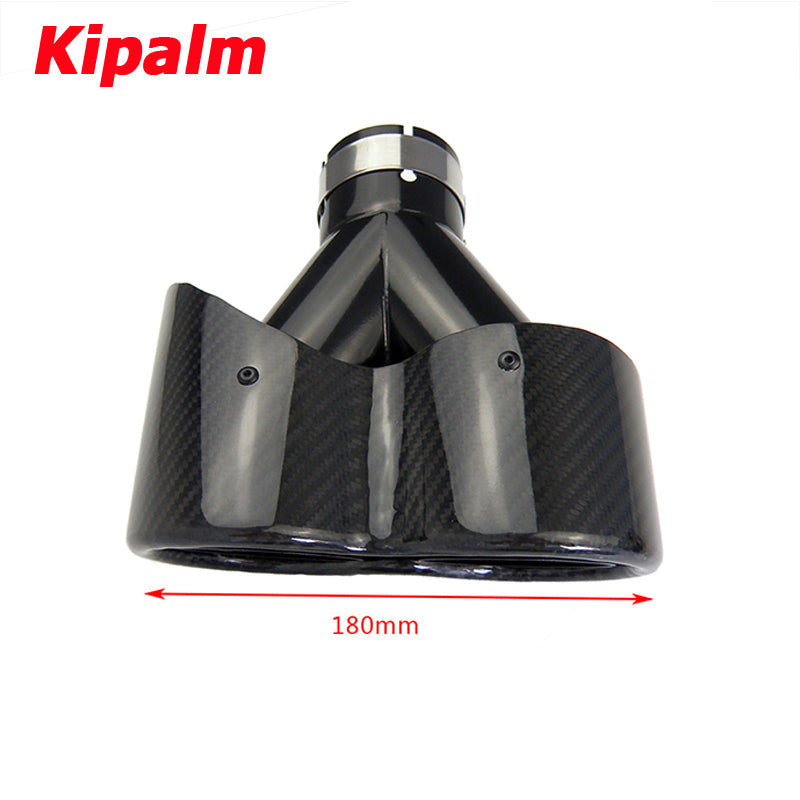 1 Pair Carbon Fiber Muffler Y-Type Conjoined Double Outlet Universal Stainless Black Exhaust Pipe Muffler