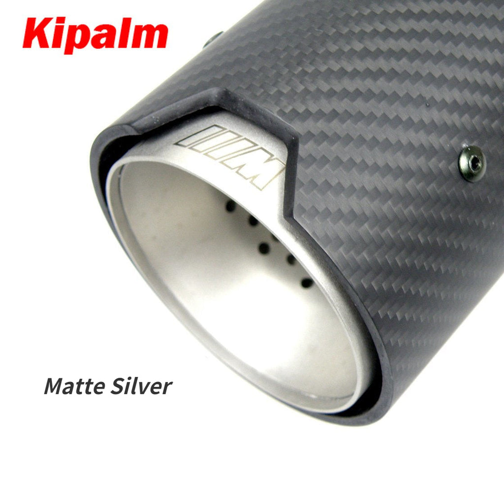 1PCS Universal M LOGO Carbon Fiber Exhaust Tips for M Performance Exhaust Pipe for BMW Muffler Tail Pipe 90mm Length