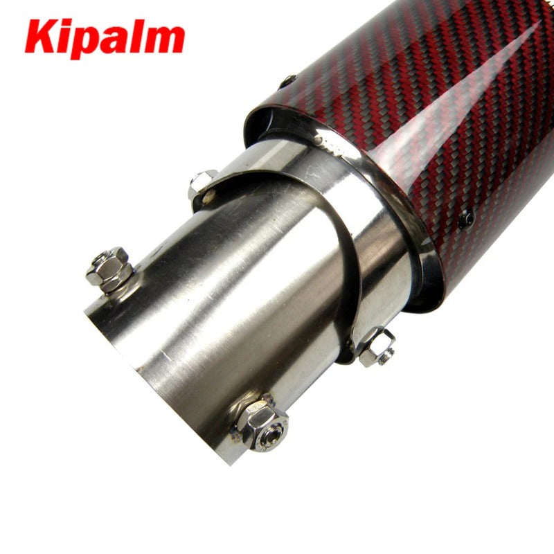 Kipalm Red Angle Adjustable Akrapovic Tips Carbon Fibre Car Exhaust Pipe Curly Edge muffler for Kicks Livina Juke Sentra Teana