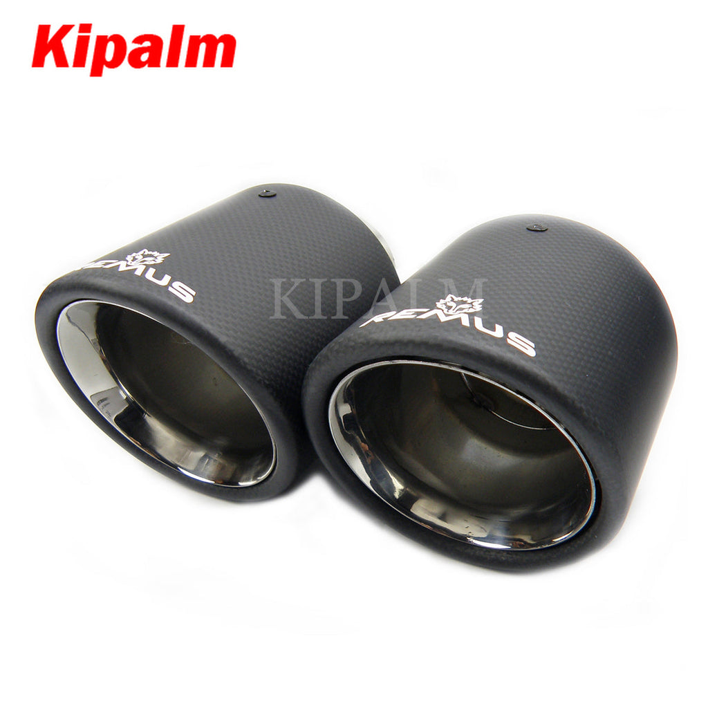 Universal Remus Sport Matte Carbon Fiber Exhaust Muffler Tips with Expand Outlet for GOLF MAZDA Land Rover JAGUAR