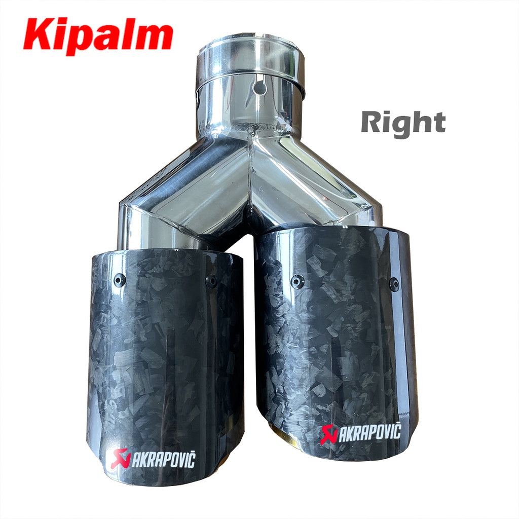 Kipalm Dual Forging Carbon Fiber Exhaust Pipe Muffler Tip with Golden Chrome Stainless Steel Inner Pipe