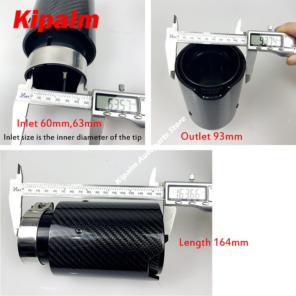 1pcs Universal M LOGO Carbon Fiber Exhaust tips For BMW Performance exhaust pipe Exhaust tips Glossy