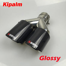 Load image into Gallery viewer, Universal Auto Akrapovic Dual Exhaust Tip Straight Edge Carbon Fiber Stainless Steel Double End Pipe