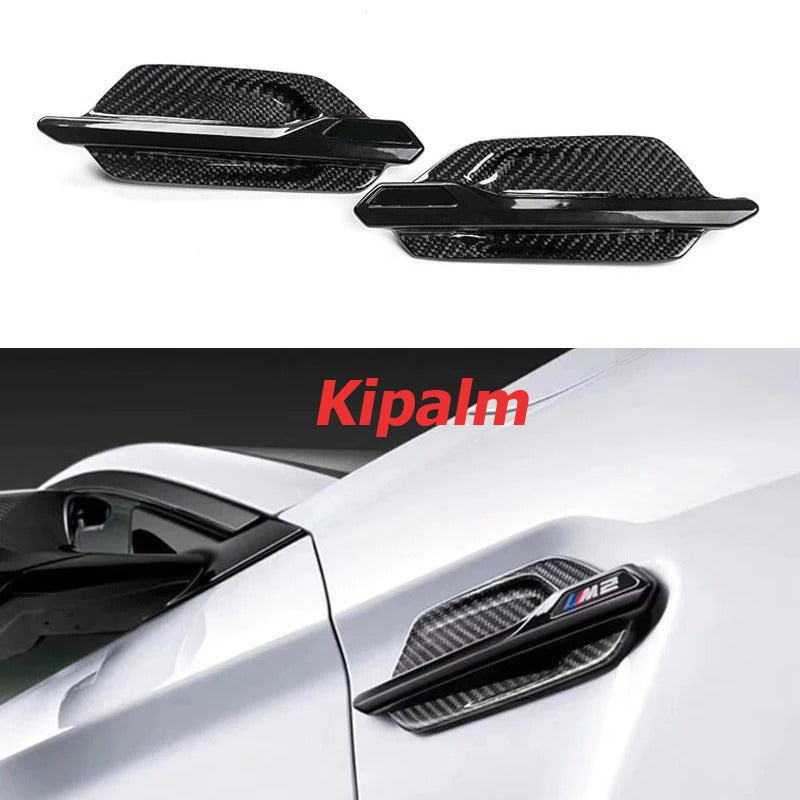 2PCS Real Carbon Fiber Front Side Light Trim Replacement Vent Fender Cover for BMW M2 F87