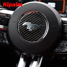 Load image into Gallery viewer, Mustang Real Carbon Fiber Steering Wheel Emblem for Ford Mustang Car Stickers Car-Styling 2015-2018 Mustang Stickers Accessories