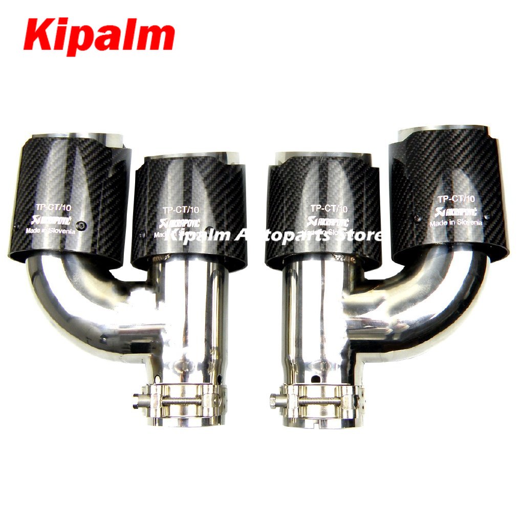 Audi A4 A5 A6 A7 h-style Car Akrapovic Dual Carbon Fiber Stainless Steel Double Muffler Tip Twin Pipe