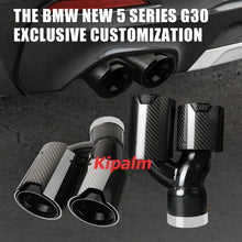 Load image into Gallery viewer, 1 Pair Carbon Fiber M Performance Exhaust Pipe Mufflers for BMW 5 Series 525i 528i 530i G30 G38 2018-  with M Logo