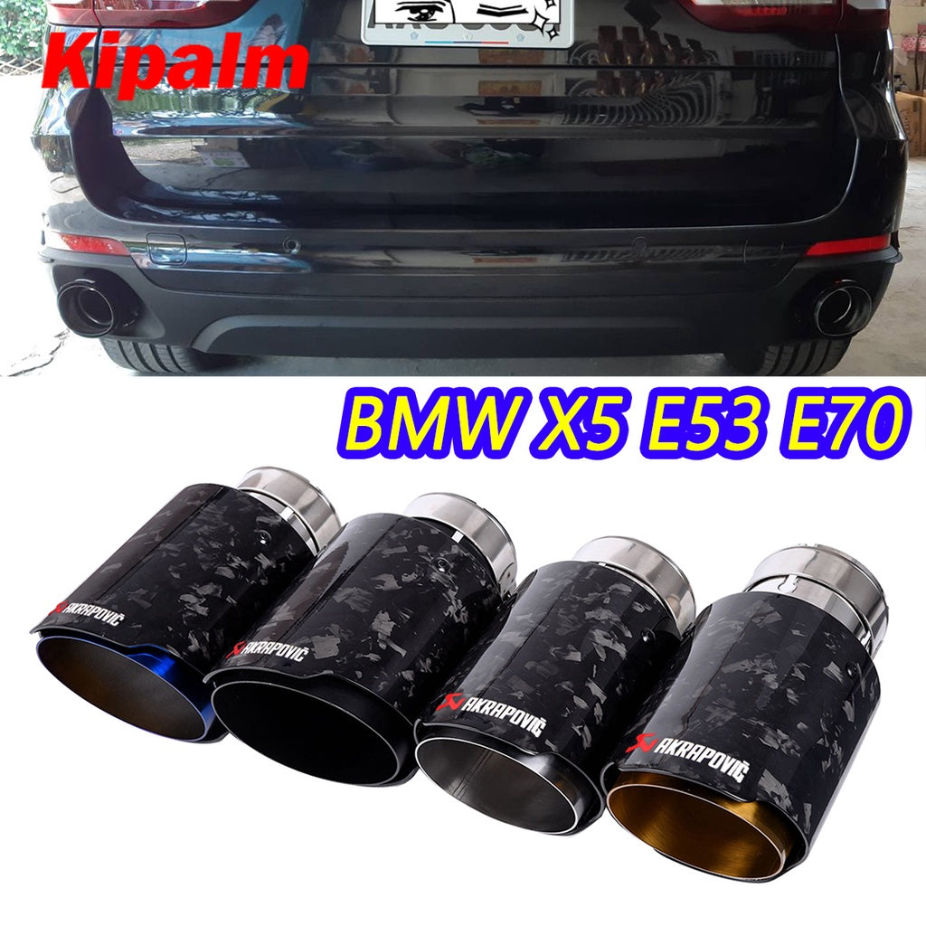 Kipalm Forged Carbon Fiber Exhaust Tip 304 Stainless Steel Twill Carbon Fiber Muffler Tips Fit for BMW X5 E70 E53