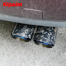 Load image into Gallery viewer, 1 piece Dual Pipe Y Style Forged Carbon Fiber + Burnt Blue Stainless Steel Exhaust Muffler Tips Double End Pipe for BMW BENZ VW