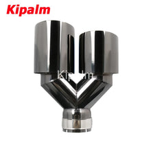 Load image into Gallery viewer, 1 Pair Dual Y Shape Universal Car Exhaust Muffler End Tips Black Stainless Steel Pipe Toyota BMW