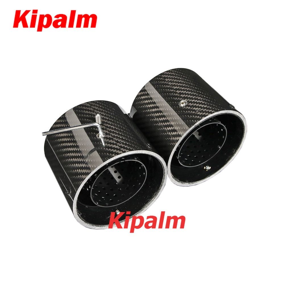 4pcs Black Coated Stainless Steel Glossy Finish Carbon Fiber Exhaut Tip Pipe Tail Ends Fits for BMW M3 G80 M4 G82 G83