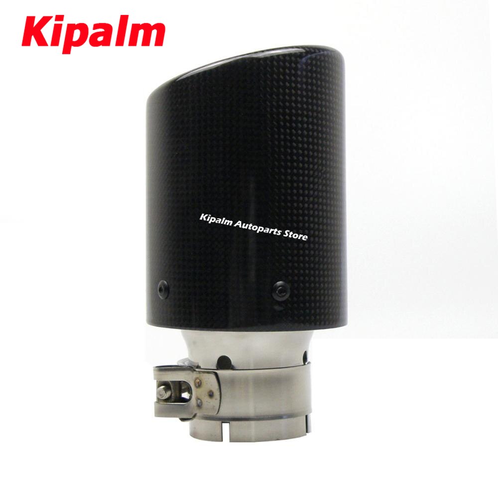 1PCS Universal Glossy Carbon Fiber + 304 Stainless Steel Akrapovic Style Car Exhaust Muffler Tip Without Logo