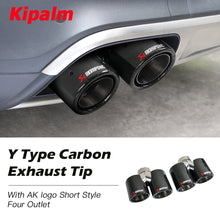 Load image into Gallery viewer, 1PC3.5 inch Universal Curly Edge Dual Outlet Carbon Fiber Exhaust Pipe Akrapovic Tip for BMW AUDI GOLF MAZDA