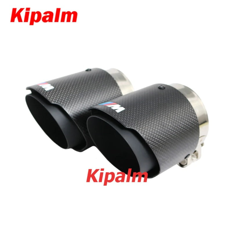 BMW M2 M3 M4 M5 M6 F87 F80 F82 F10 F12 Matte Carbon Fiber M Performance Exhaust Tips with Black Stainless Steel 4pcs