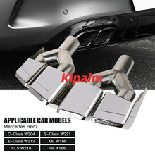 Load image into Gallery viewer, 1Pair Stainless Steel Weld-on Square Dual Exhaust Pipe Mufflers for Benz W212 W204 W221 CLASS E/C/S with AMG Logo