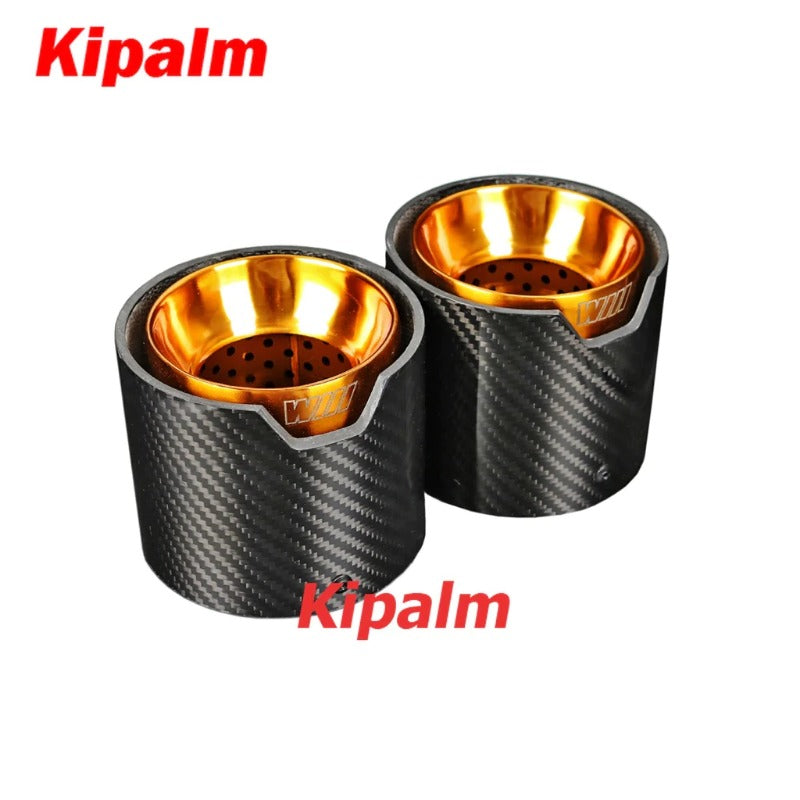 4pcs BMW M3 G80 M4 G82 G83 Golden Stainless Steel Glossy Finish Carbon Fiber Exhaut Tip Pipe Tail Ends