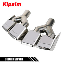 Load image into Gallery viewer, 1Pair Stainless Steel Weld-on Square Dual Exhaust Pipe Mufflers for Benz W212 W204 W221 CLASS E/C/S with AMG Logo