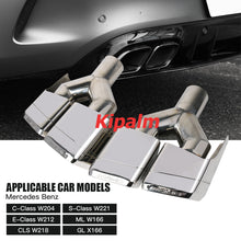 Load image into Gallery viewer, 1Pair Stainless Steel Weld-on Square Dual Exhaust Pipe Mufflers for Benz W212 W204 W221 CLASS E/C/S with AMG Logo
