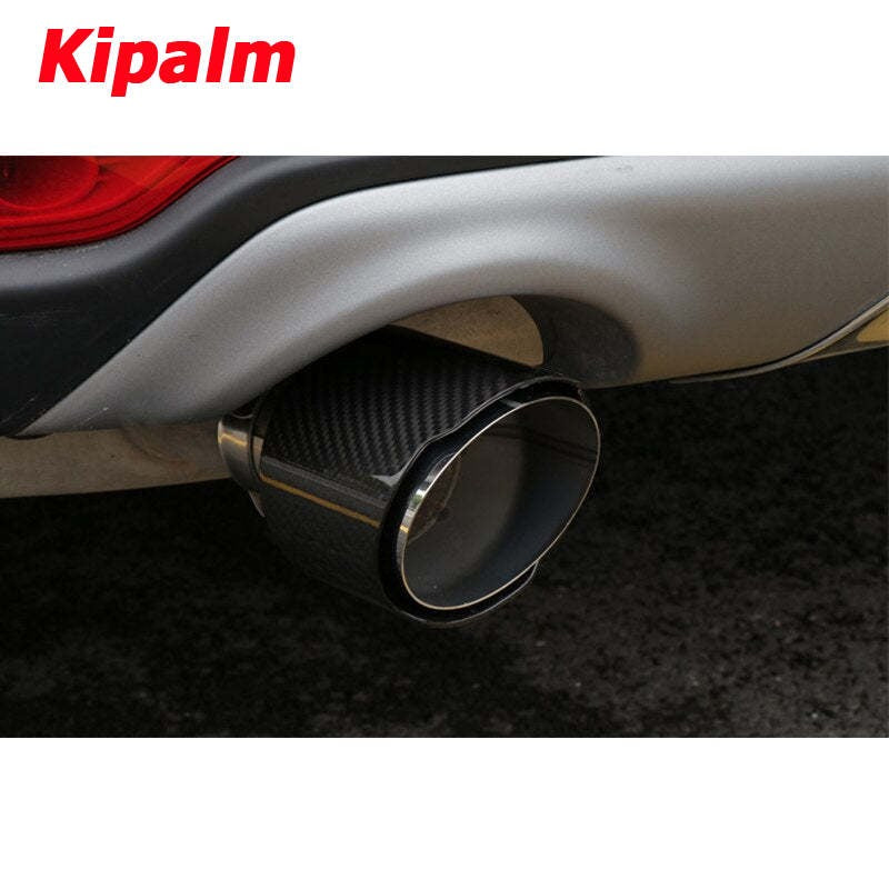 1PC Free Shipping Universal Style Glossy Carbon Fiber + 304 Stainless Steel Exhaust Muffler Tip Without Logo